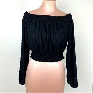 Never worn long sleeved black crop top